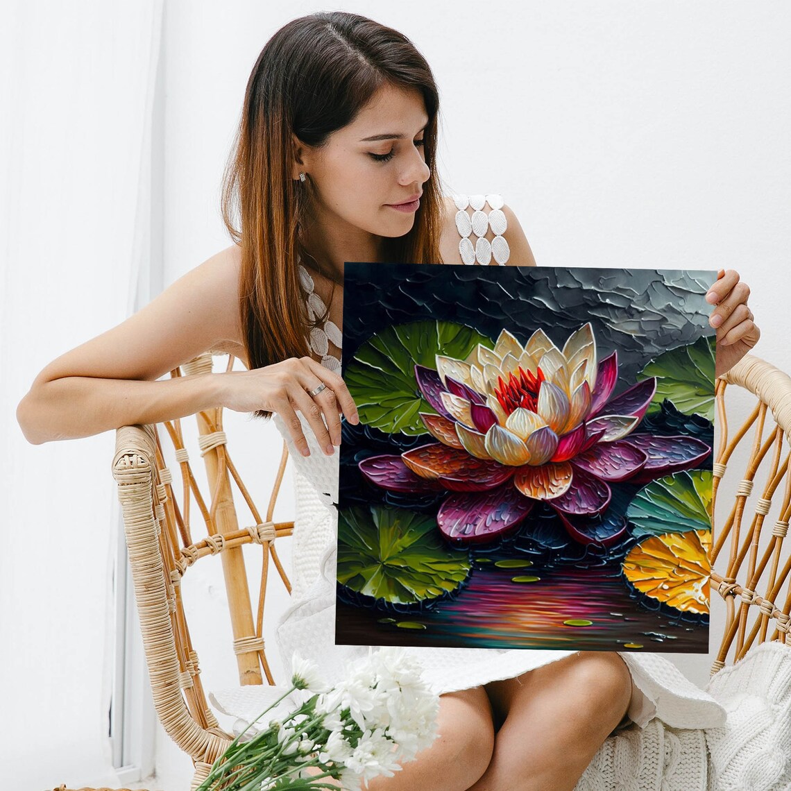Water Lily Flower Botanical Poster Print, Pink Floral - Image 3