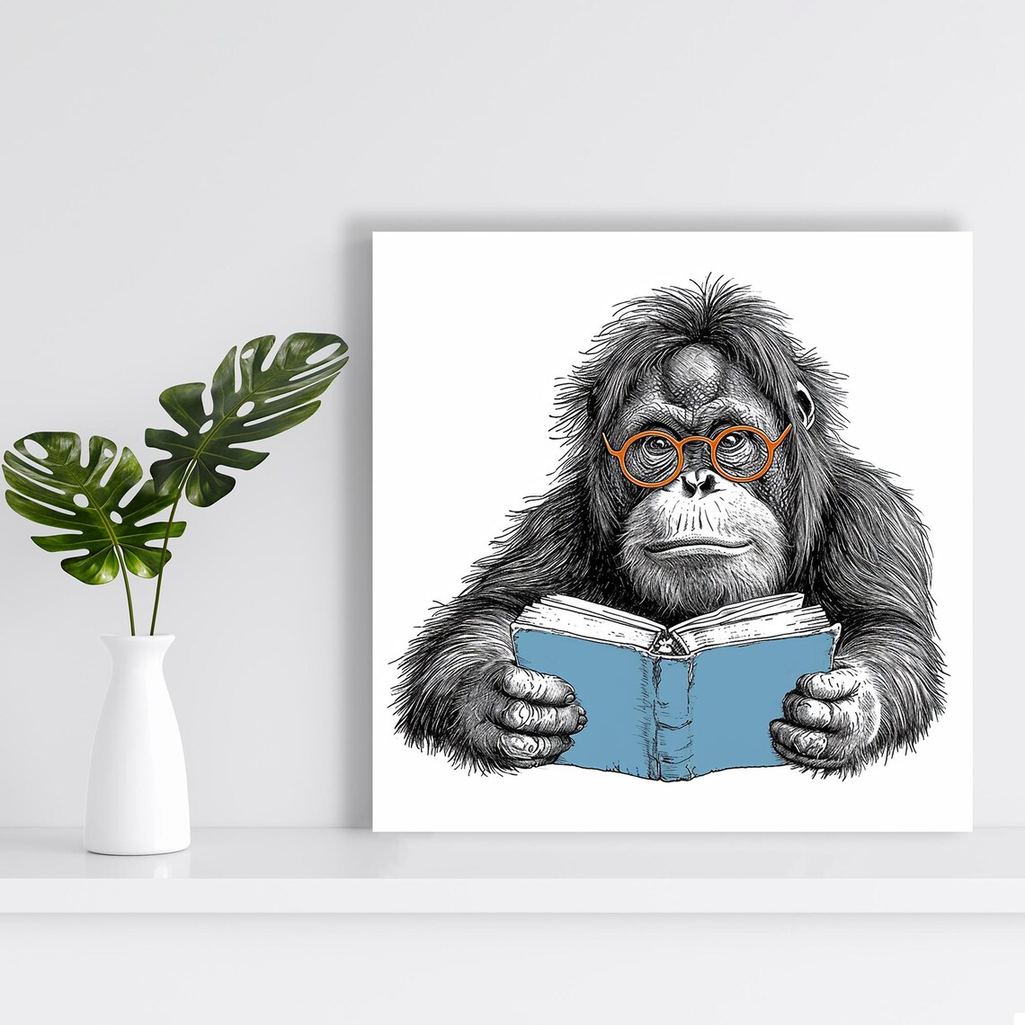 Orangutan Whimsical Animal Poster, Modern Decor - Image 2