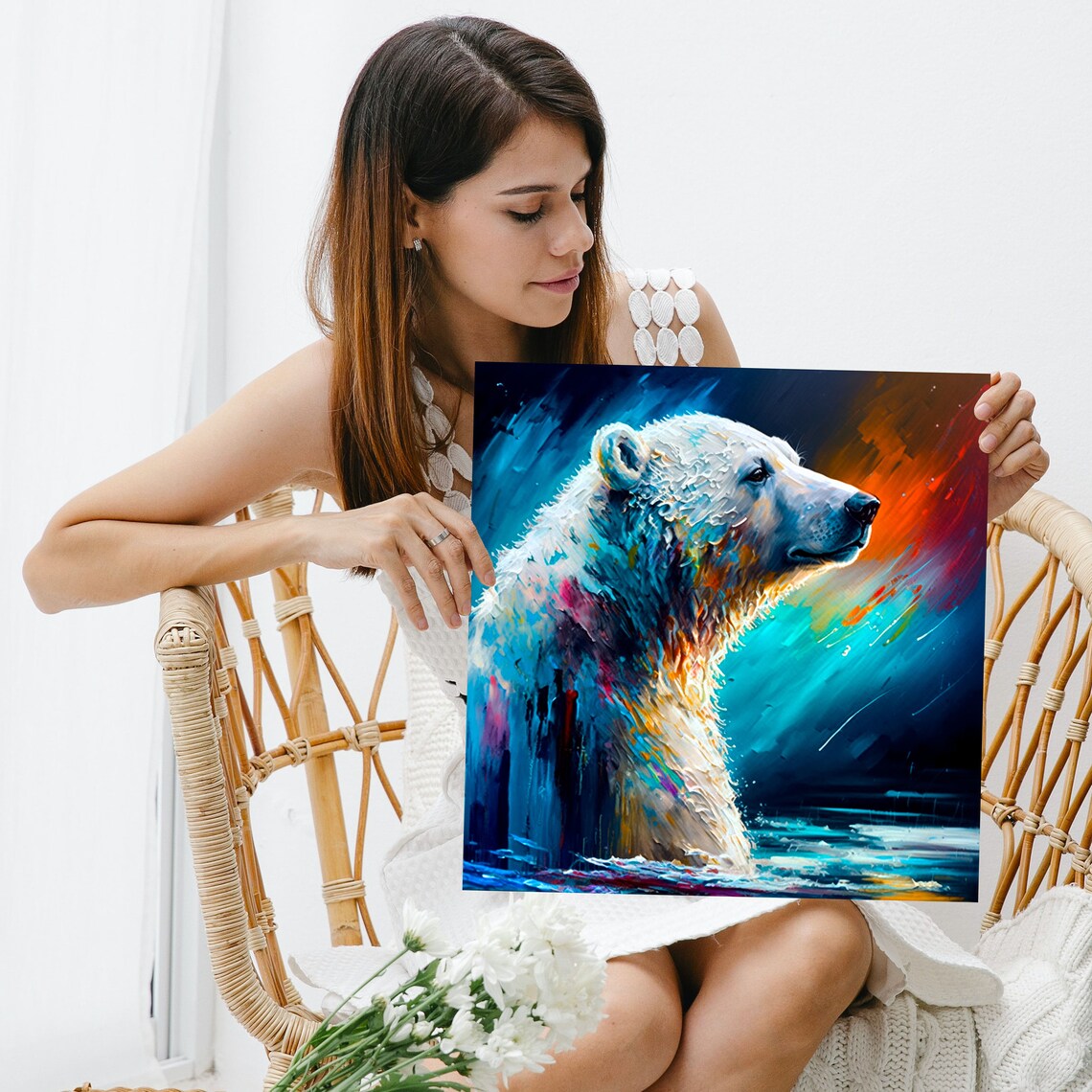 Polar Bear Art Print, Wildlife Forest Animal Decor - Image 3