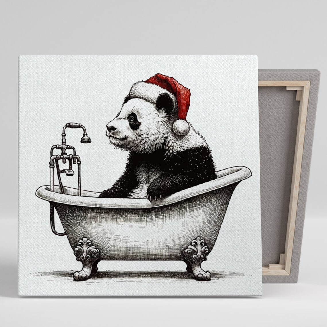 Panda Santa in the Bathtub, Funny Christmas Poster