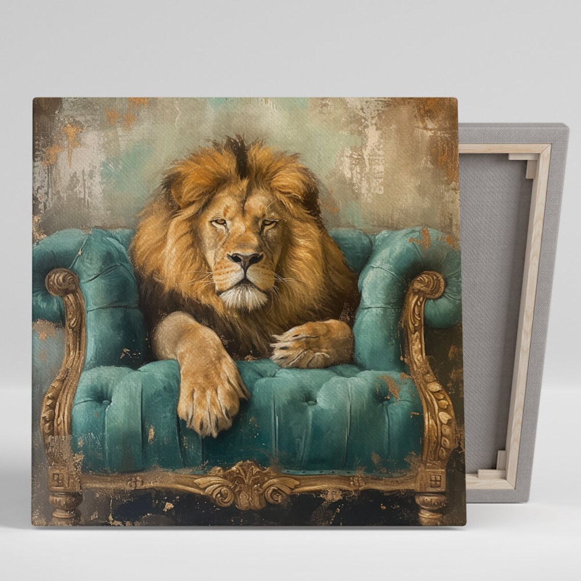 Lion Contemporary Glam Art Print, Living Room Decor