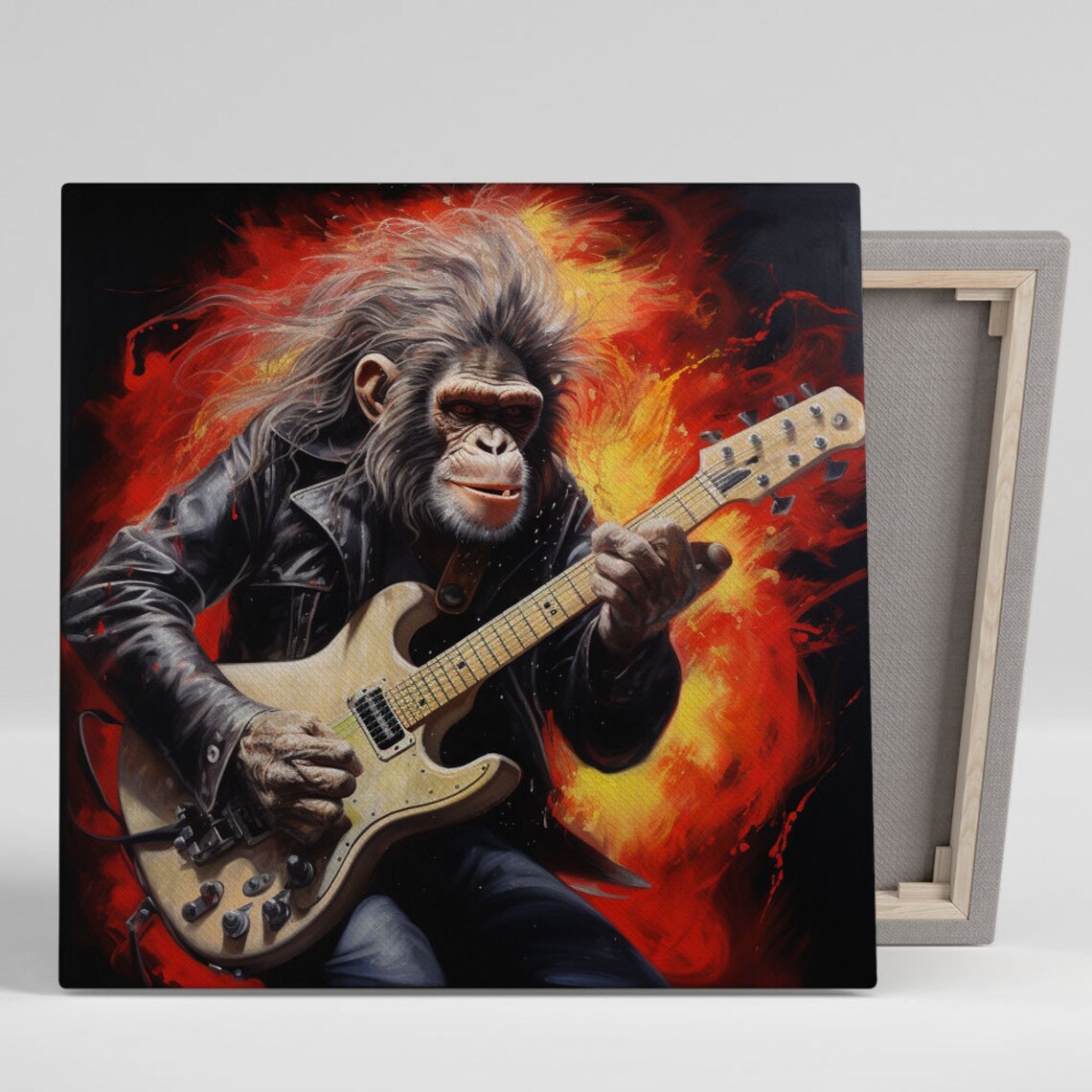 Monkey With Guitar Music Wall Art Poster
