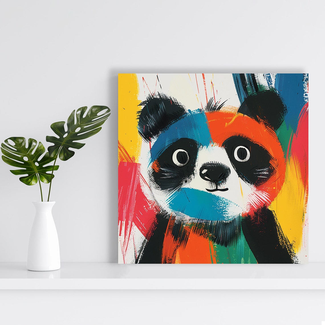 Colorful Raccoon Pop Art Brushstroke Orange Blue Animal Wall Poster - Image 2