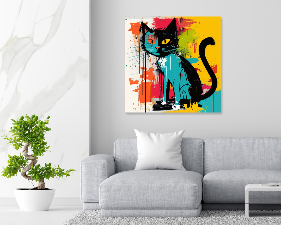 Abstract Cat Art Print, Whiskers and Wonders Wall - Image 4