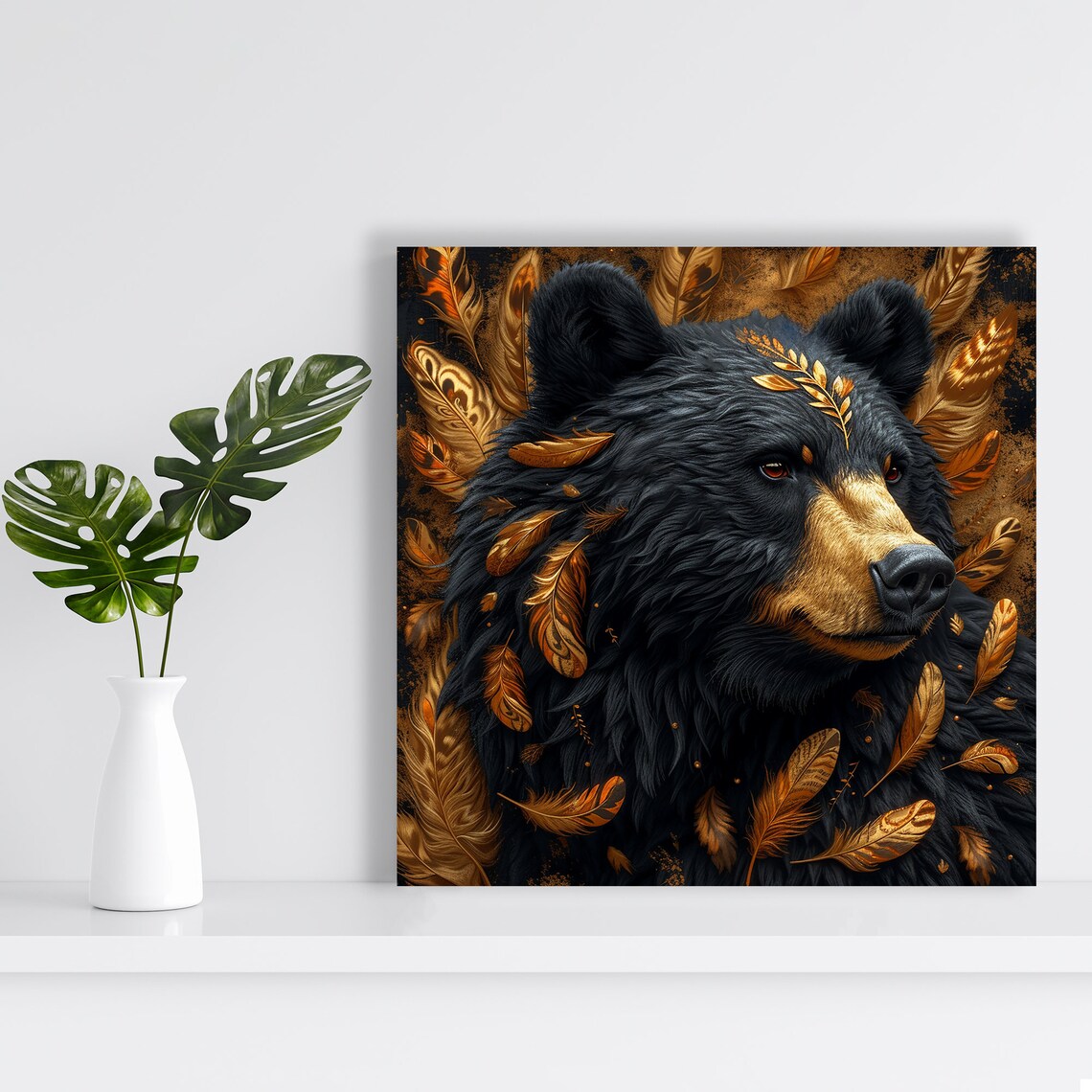 Autumn Spirit Bear Bohemian Decor Wall Art Print - Image 2
