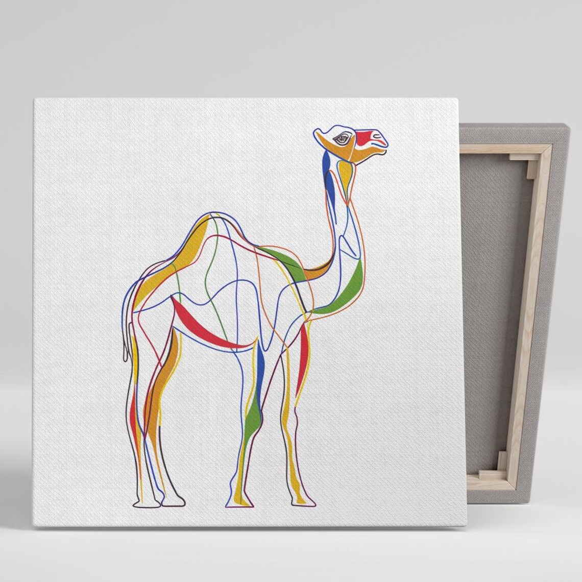 Camel Abstract Modern Art Print, Colorful Contours