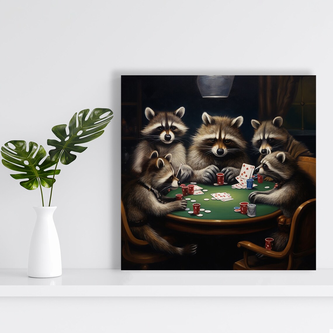 Raccoon Poker Night Whimsical Animal Game Room Poster - Image 2