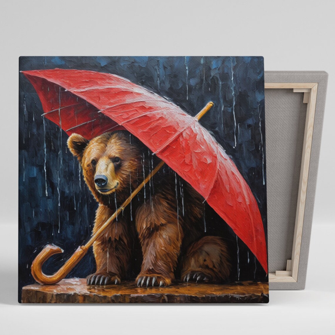 Bear Umbrella Art Print, Modern Wall Decor Poster