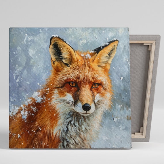 Winter Fox Rustic Decor, Living Room Art Print