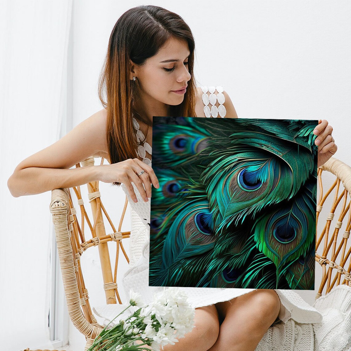 Colorful Peacock Feather Art Print, Wall Decor - Image 3