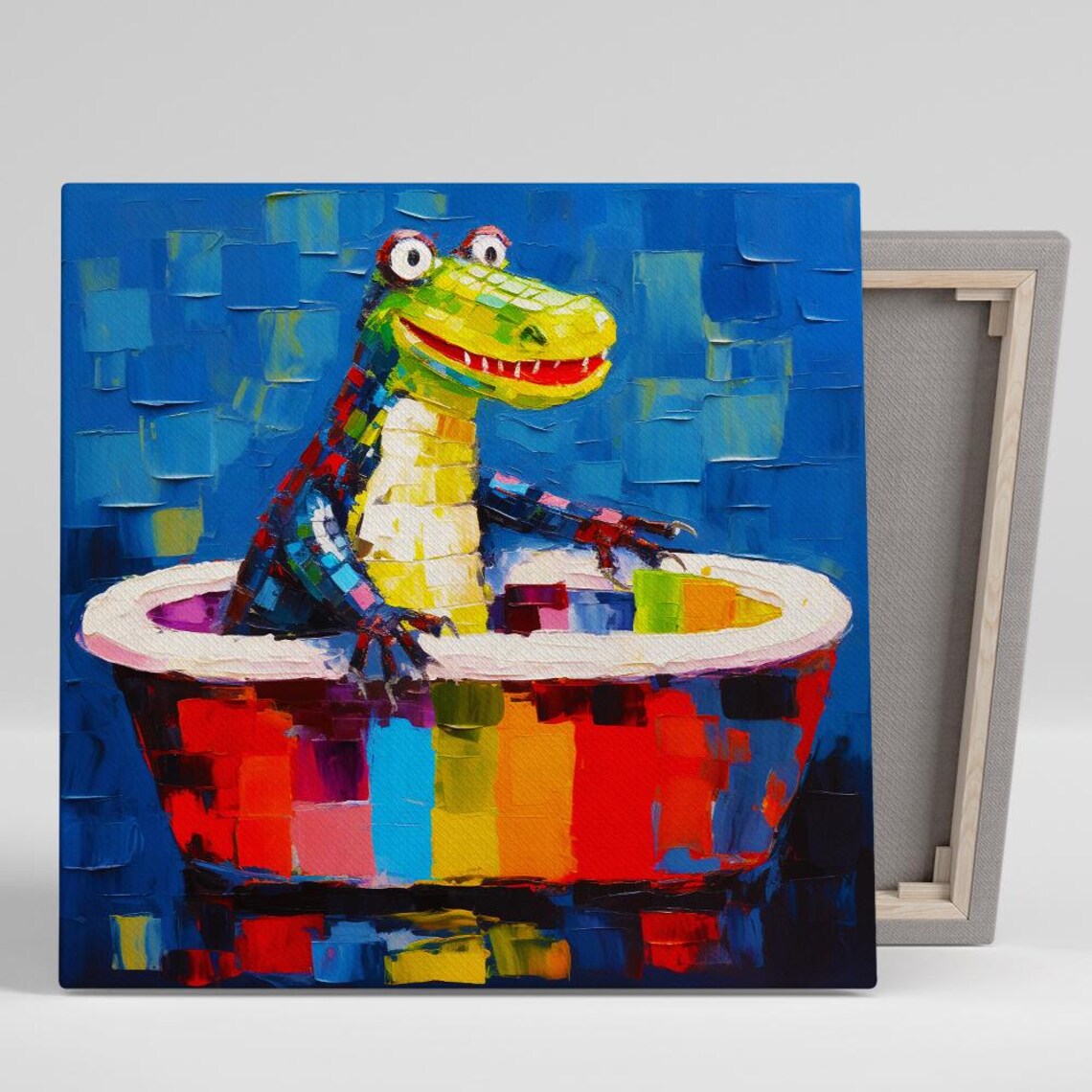 Crocodile Bath Time Whimsical Nursery Wall Art Print