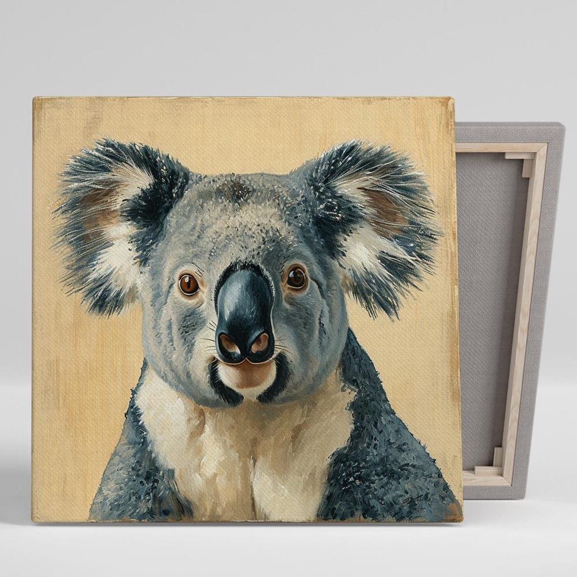 Koala Close Up Portrait Realistic Painting Warm Beige Wall Poster