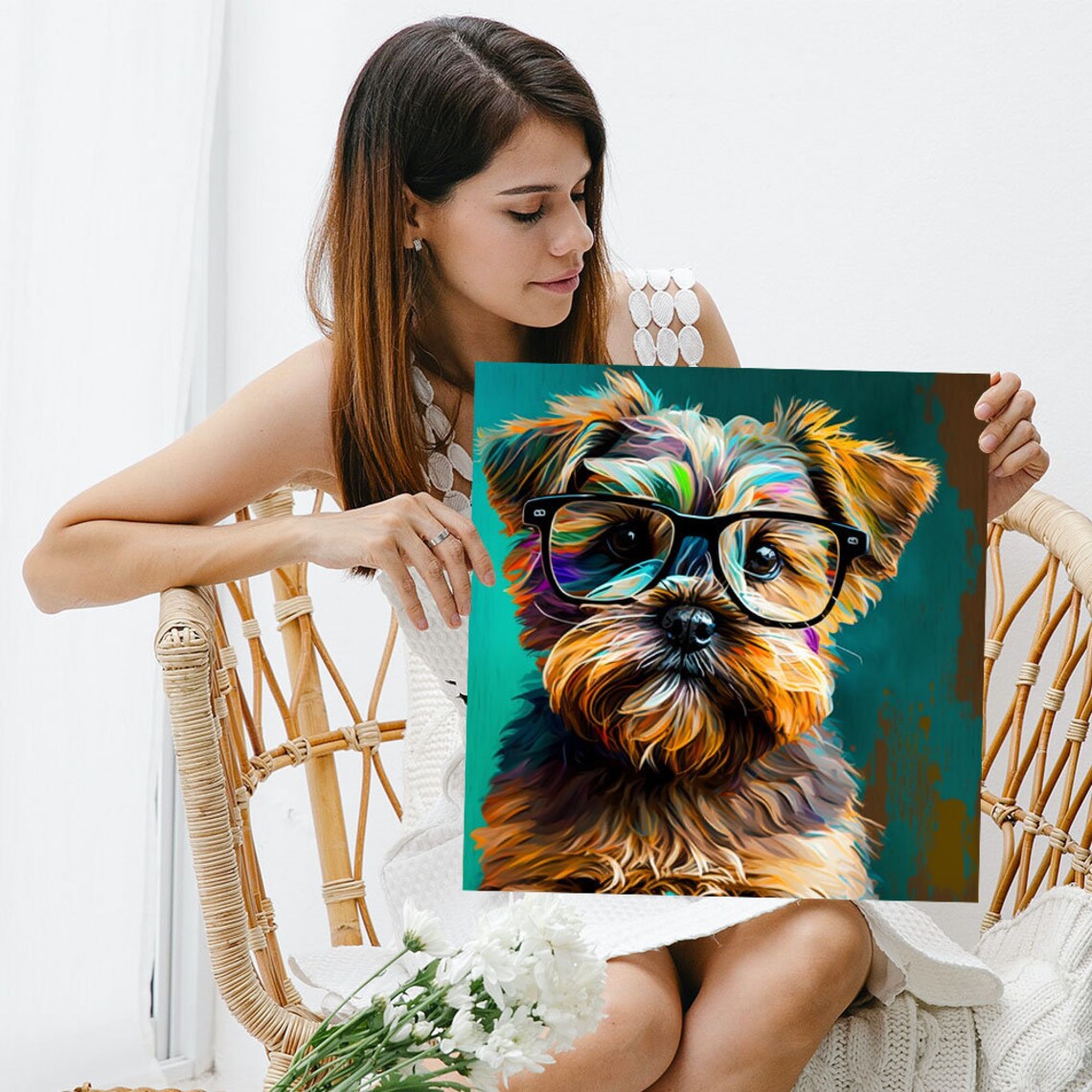 Dog With Glasses Art Print, Contemporary Dog Decor - Image 3