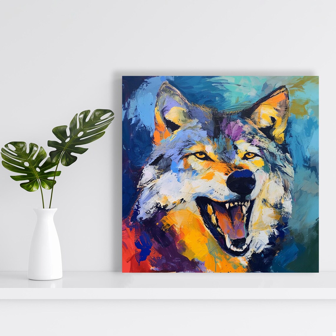 Vibrant Wolf Spirit Art Print, Whimsical Decor - Image 2