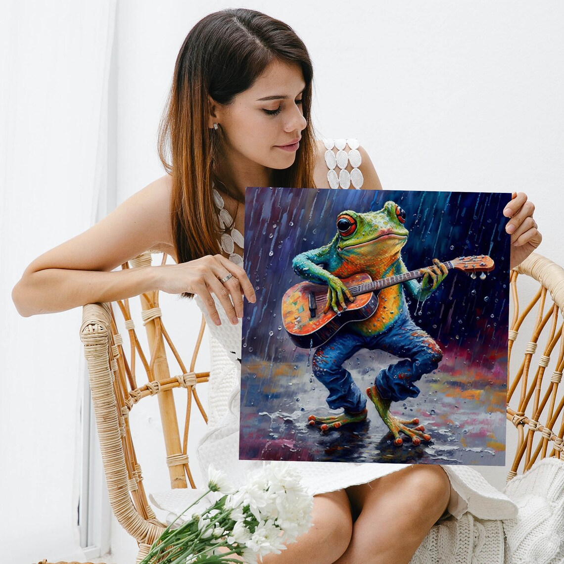 Frog Guitar Wall Art Print, Animal Music Decor - Image 3