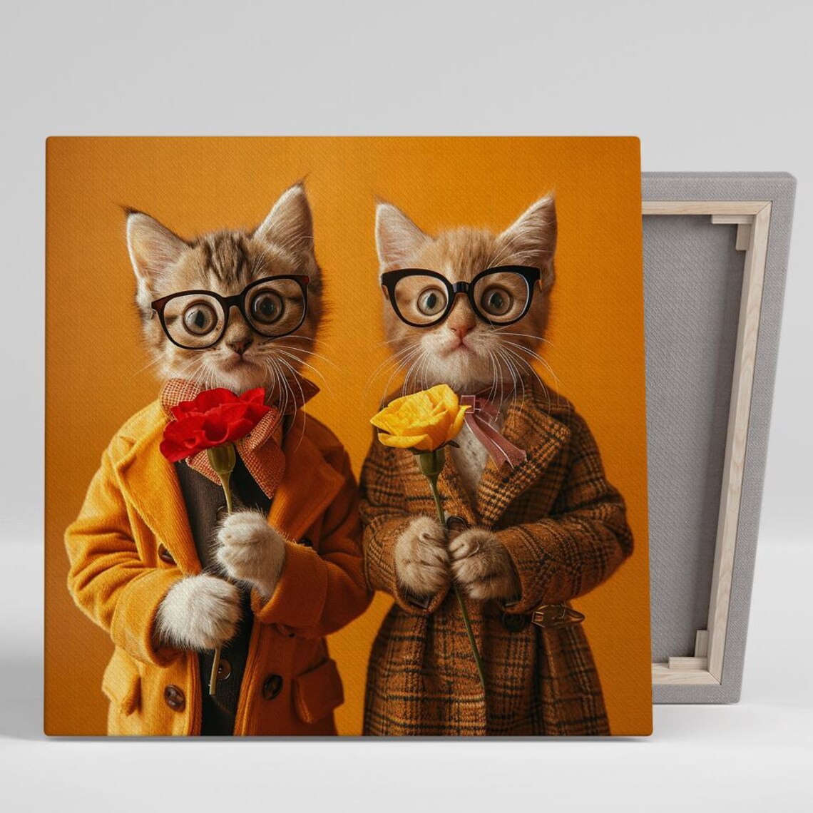 Kitten Fashion Art Print, Whimsical Retro Decor