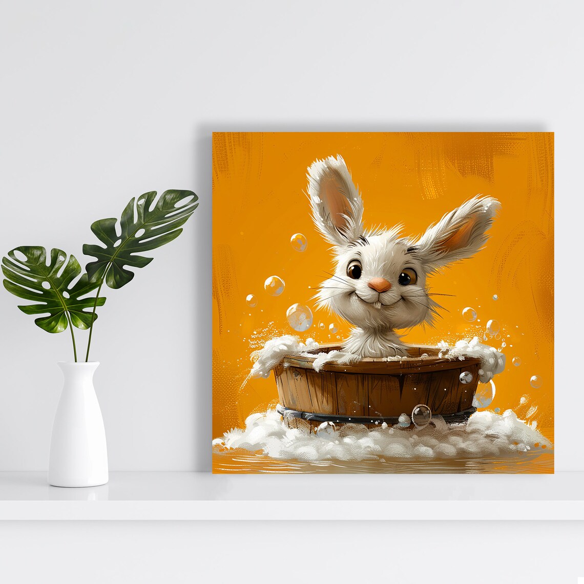 Bubbly Bunny Art Print, Whimsical Nursery Decor - Image 2