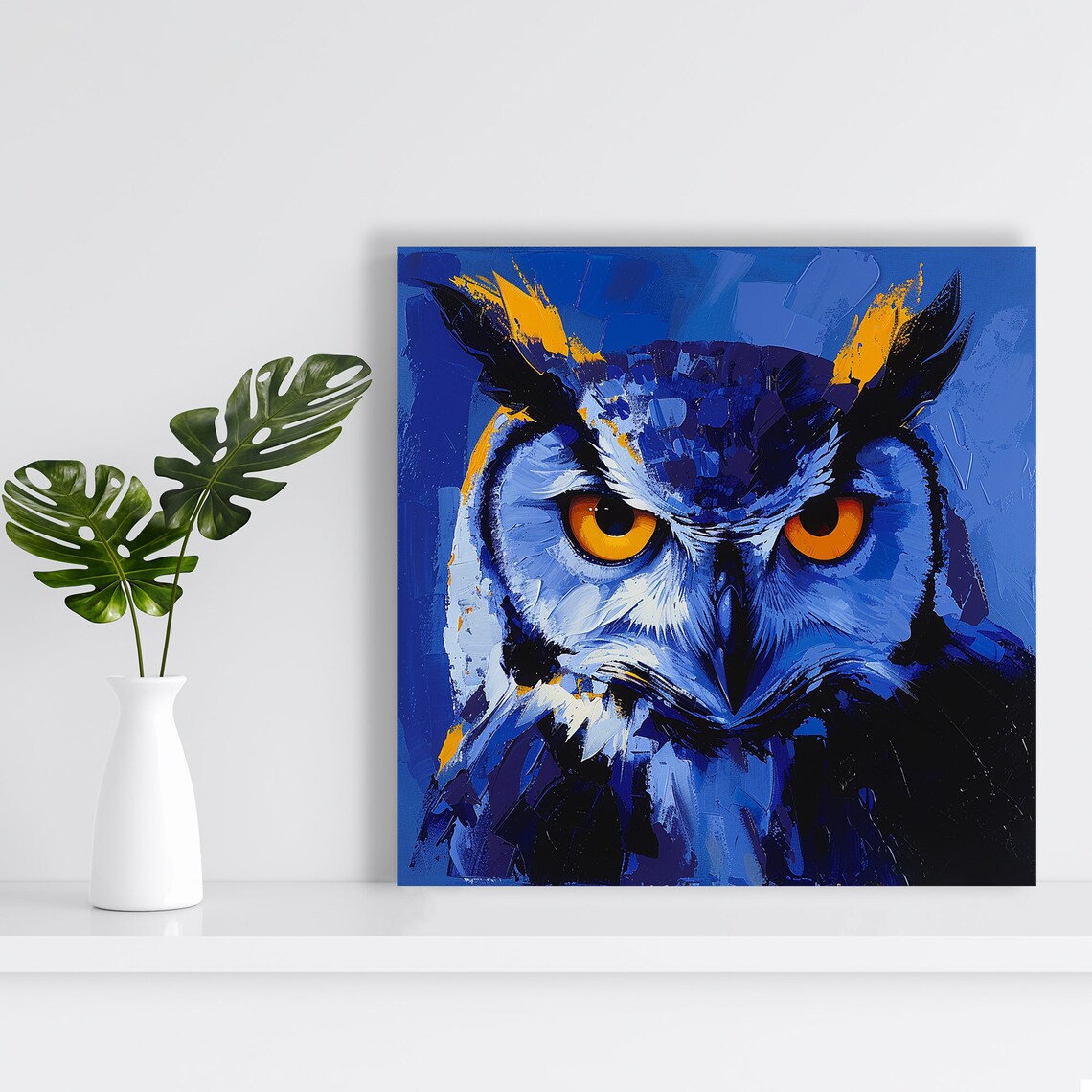 Owl Gaze, Whimsical Contemporary Minimalist Art Print - Image 2