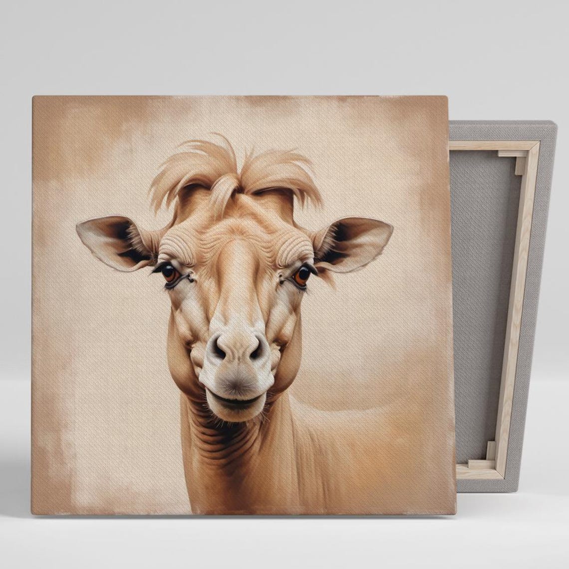 Smiling Cow Fringe Hairstyle Sweet Beige Rustic Farmhouse Art Poster
