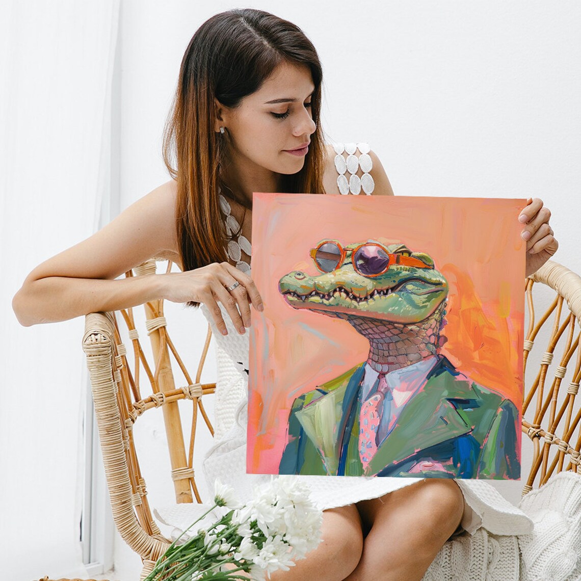 Dapper Gator Surrealism Whimsical Decor Art Print - Image 3