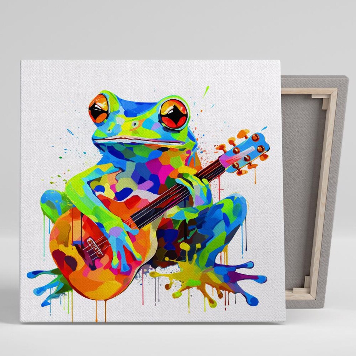 Psychedelic Frog Guitarist, Whimsical Pop Art Poster