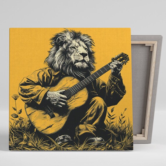 Lion Guitarist Contemporary Decor Art Poster