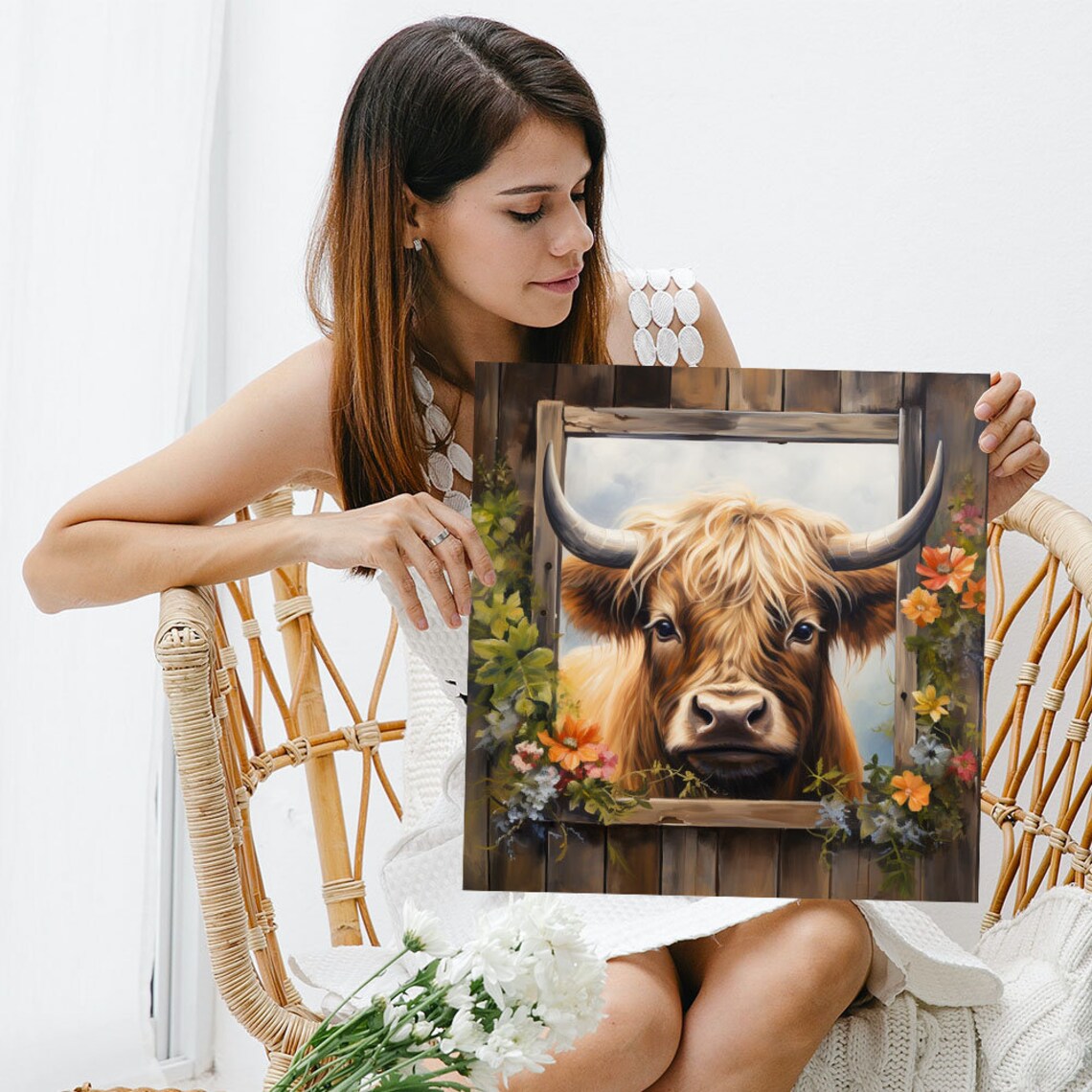Highland Cow Modern Art Poster for Living Room Decor - Image 3