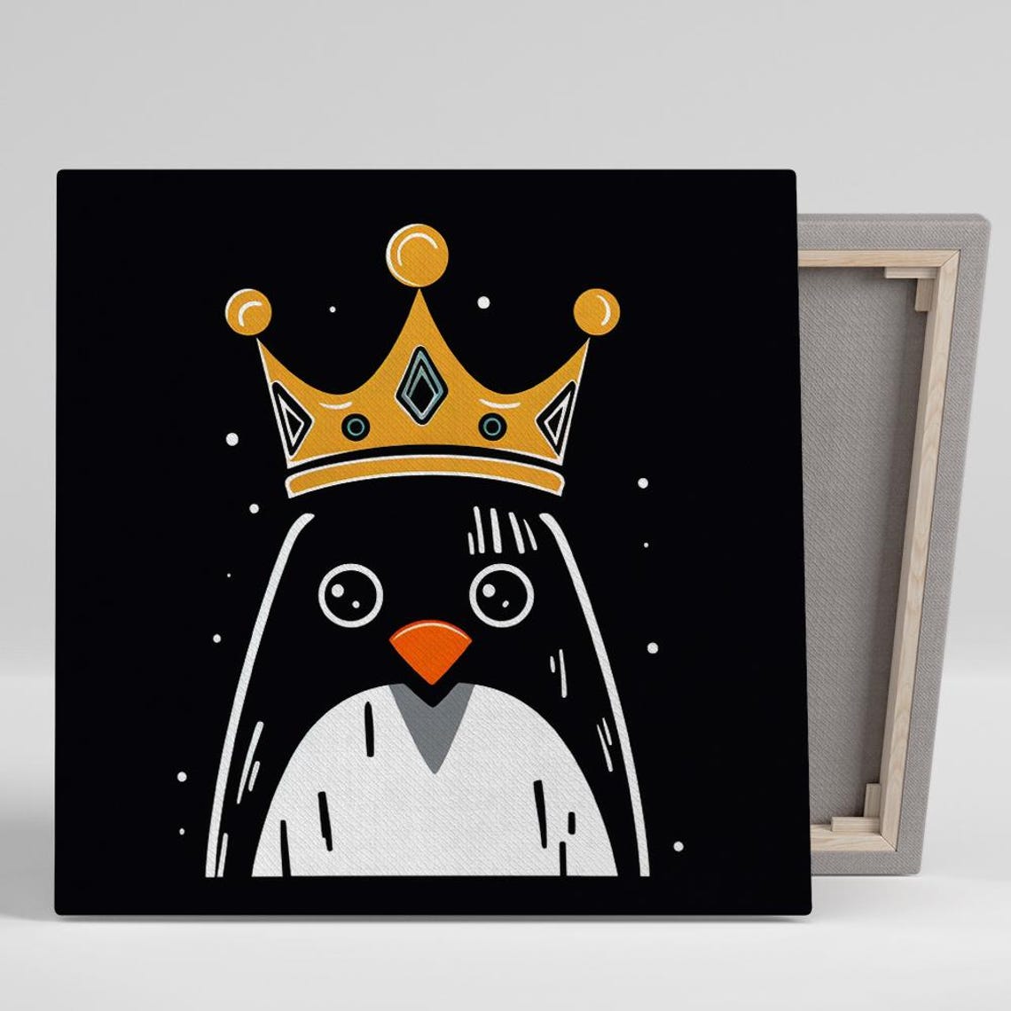 Royal Penguin With Golden Crown Cute Kids Room Animal Wall Art Poster