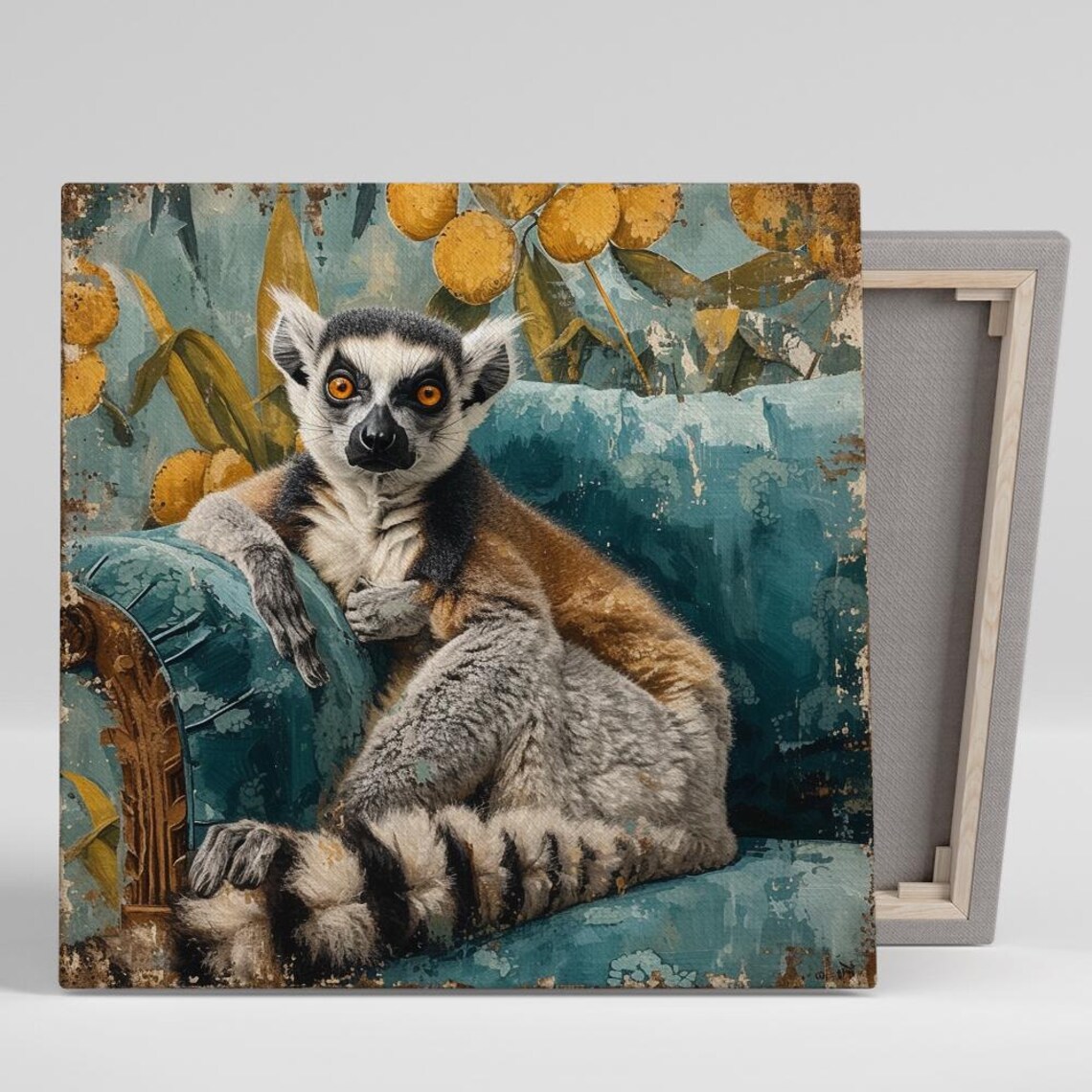 Lemur Gaze Tropical Nature Art Print for Living Room