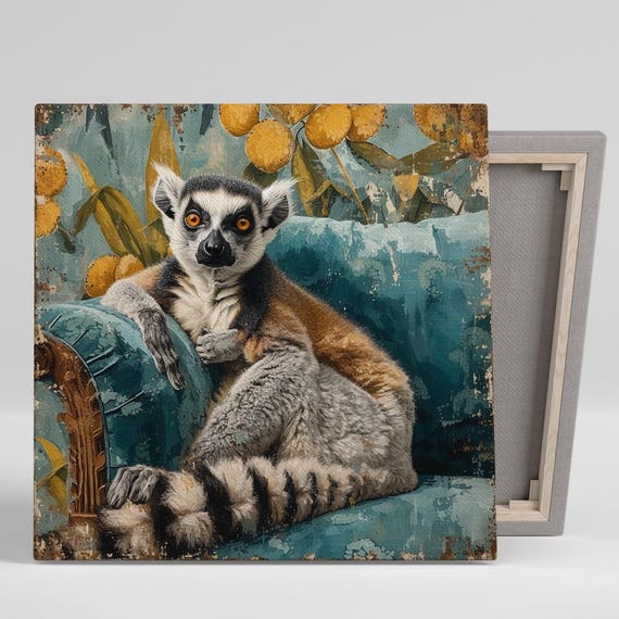 Lemur Gaze Tropical Nature Art Print for Living Room