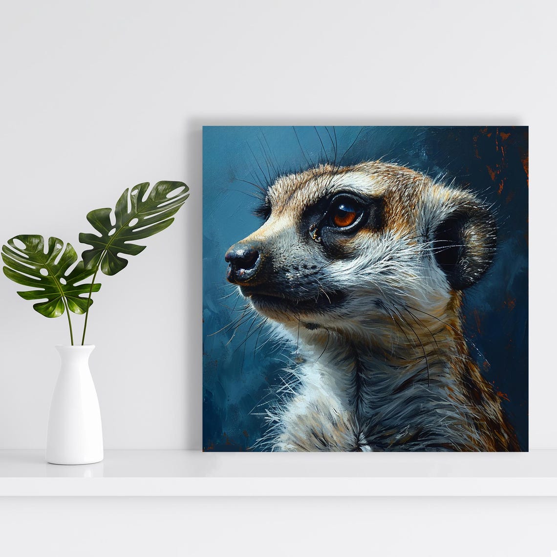 Meerkat Side Profile Realistic Portrait On Dark Teal Art Poster - Image 2