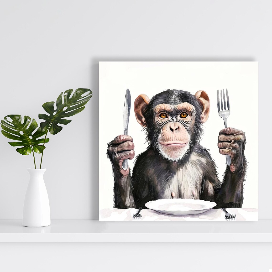Chimpanzee Whimsical Animal Decor Wall Art Print - Image 2