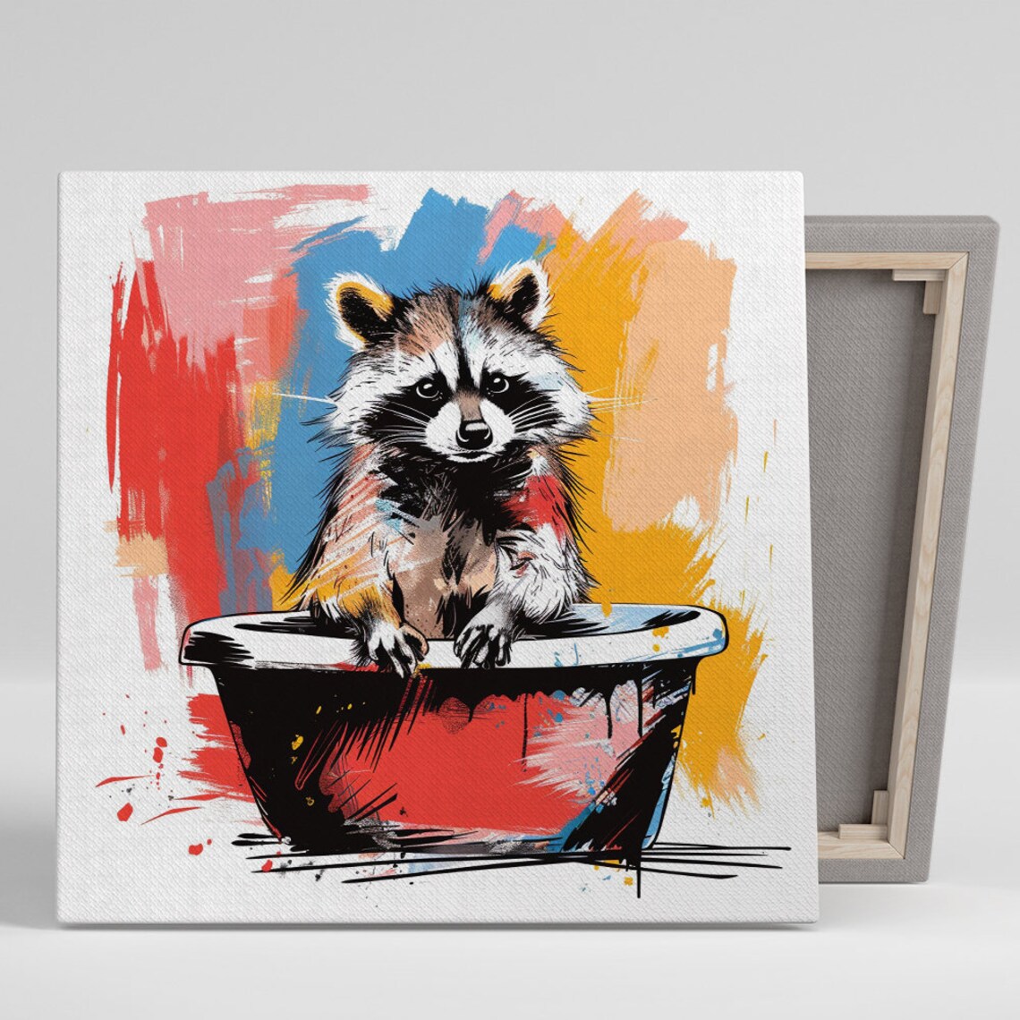 Raccoon Curiosity Whimsical Animal Art Print, Living Room