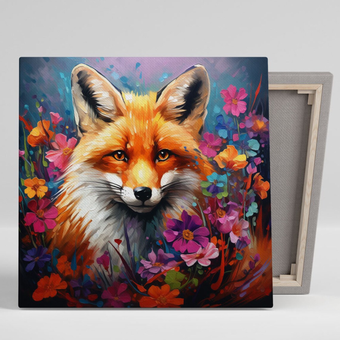Floral Fox Whimsical Art Print, Wildlife Decor