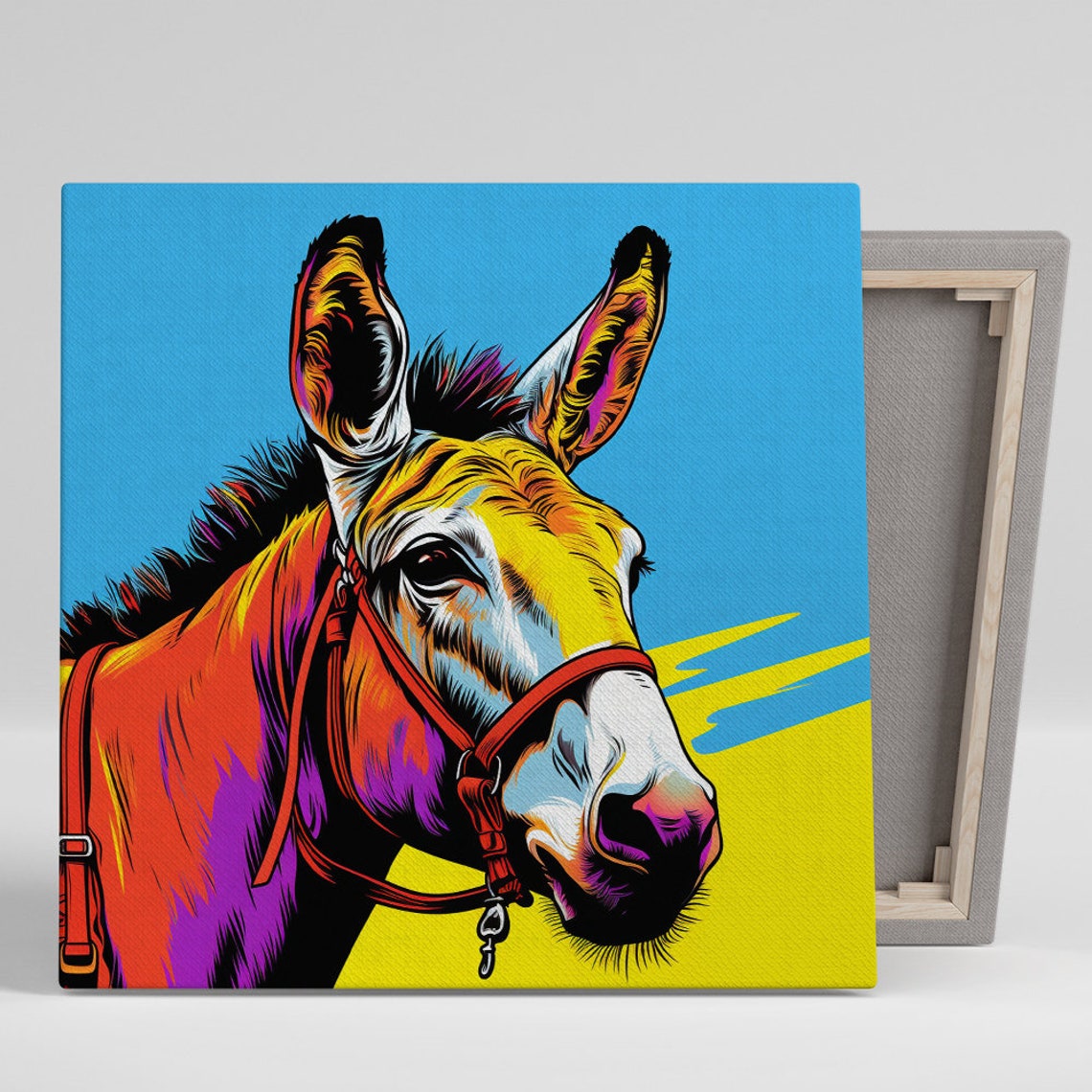 Vibrant Donkey Pop Art Neon Orange Purple Blue Bold Animal Wall Poster