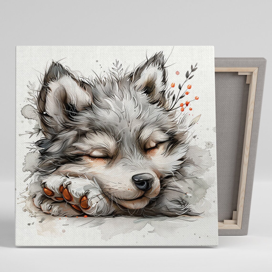 Sleepy Pup Blossom Art Print, Whimsical Decor