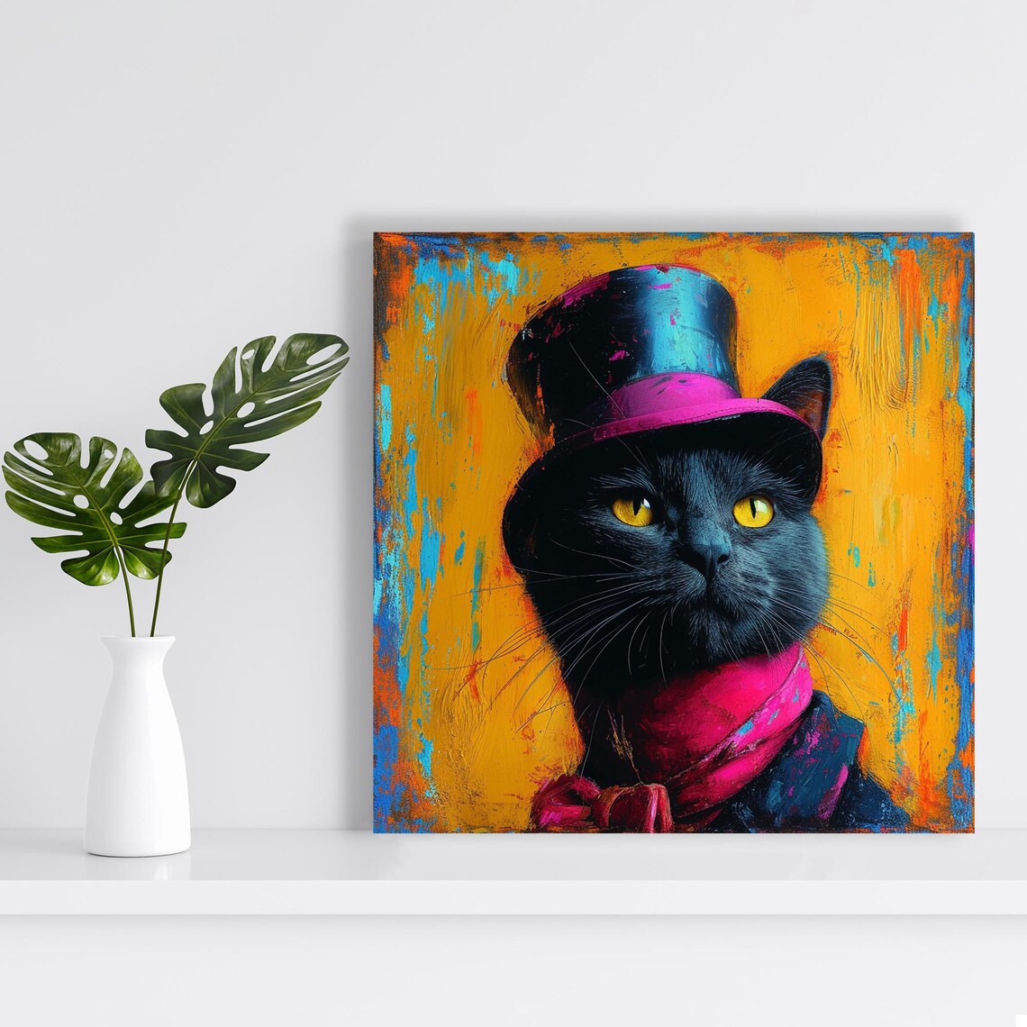 Dapper Cat Contemporary Art Print, Pop Animal Decor - Image 2