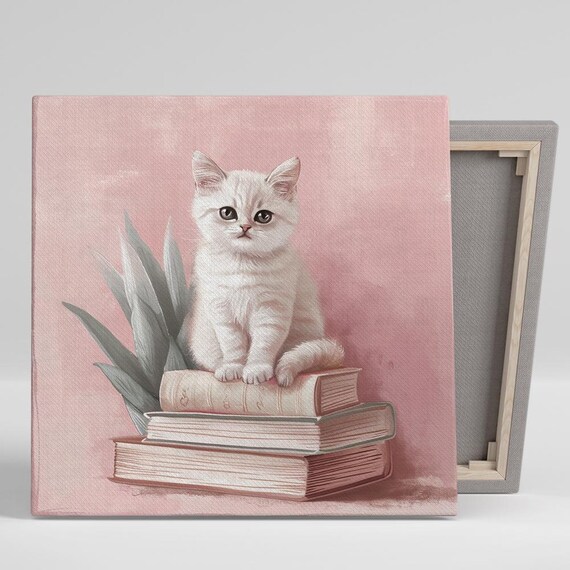 Kitten Art Print, Minimalist Animal Decor for Nursery