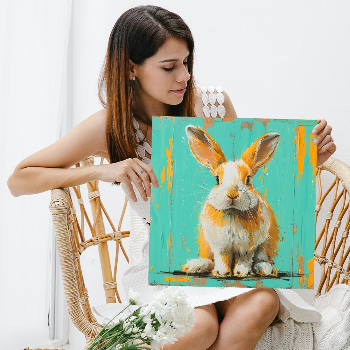 Whimsical Hare Art Print, Modern Nursery Decor - Image 3
