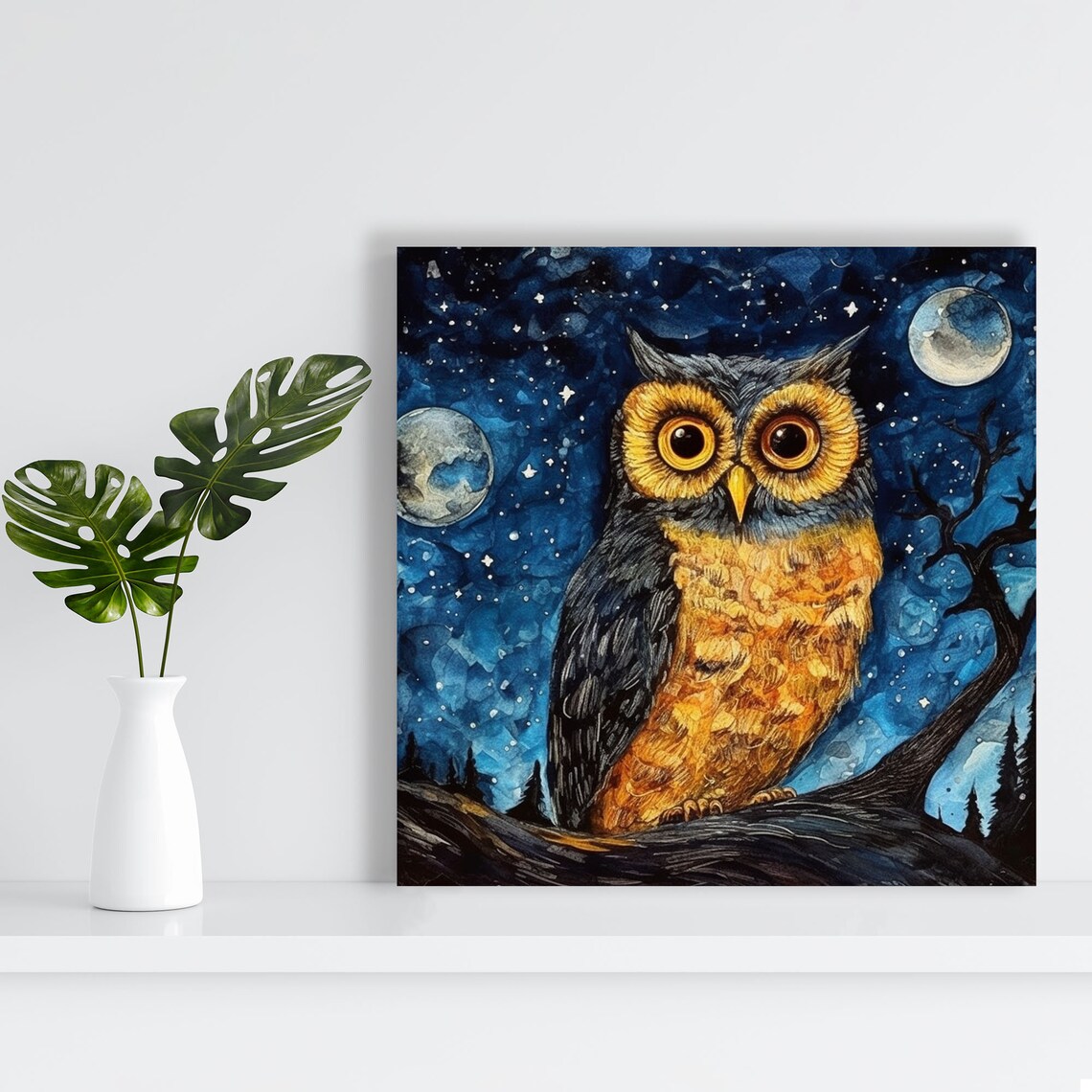 Owl Wall Art Print, Bird Decor for Living Room - Image 2