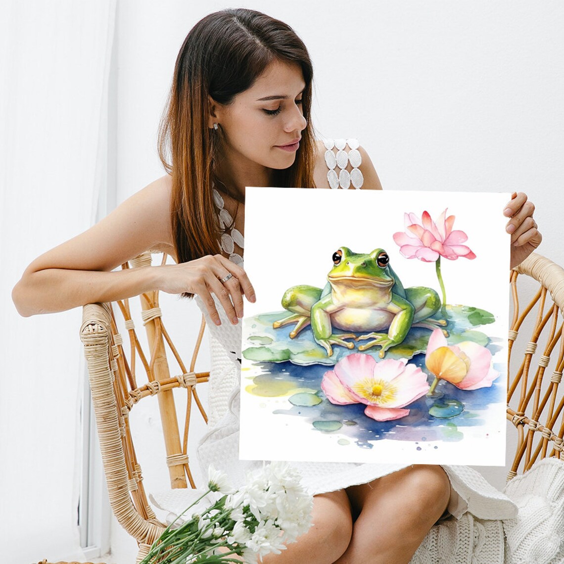 Frog On Lily Pad Whimsical Nature Art Print - Image 3