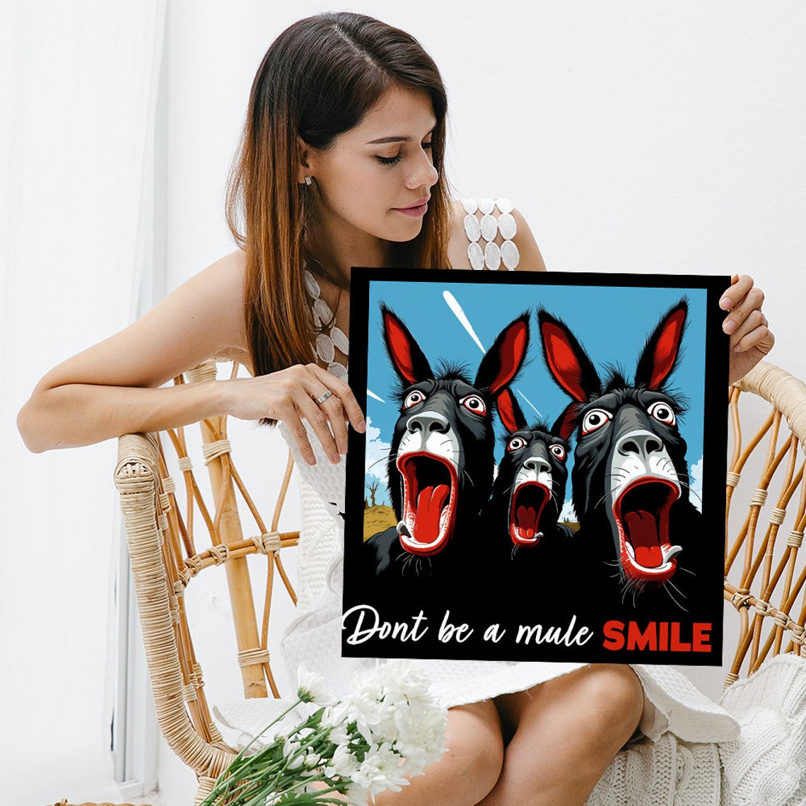 Funny Braying Donkeys Dont Be A Mule Smile Motivational Poster - Image 3
