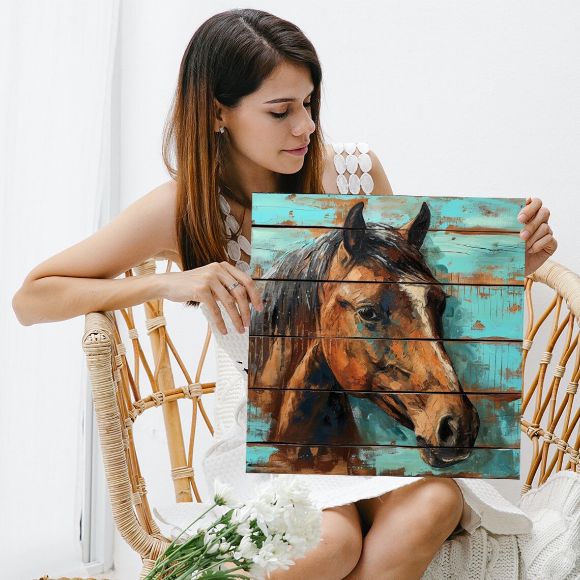 Horse Art Print, Rustic Farmhouse Living Room Decor - Image 3