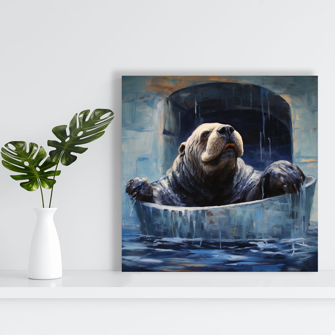 Walrus in Bathtub, Modern Bathroom Wall Art Print - Image 4