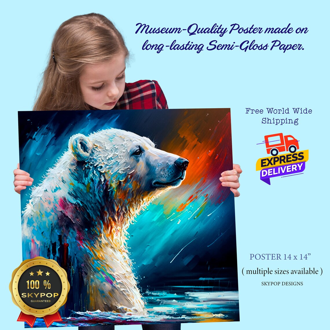 Polar Bear Art Print, Wildlife Forest Animal Decor - Image 2