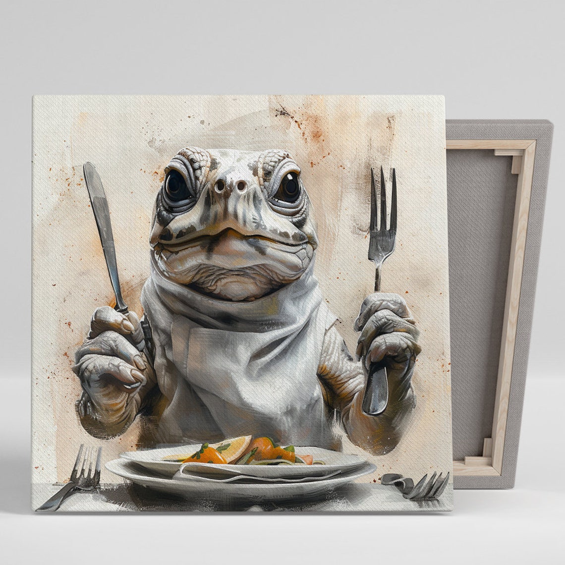 Turtle Dinner Party Fork Knife Napkin Whimsical Funny Kitchen Poster