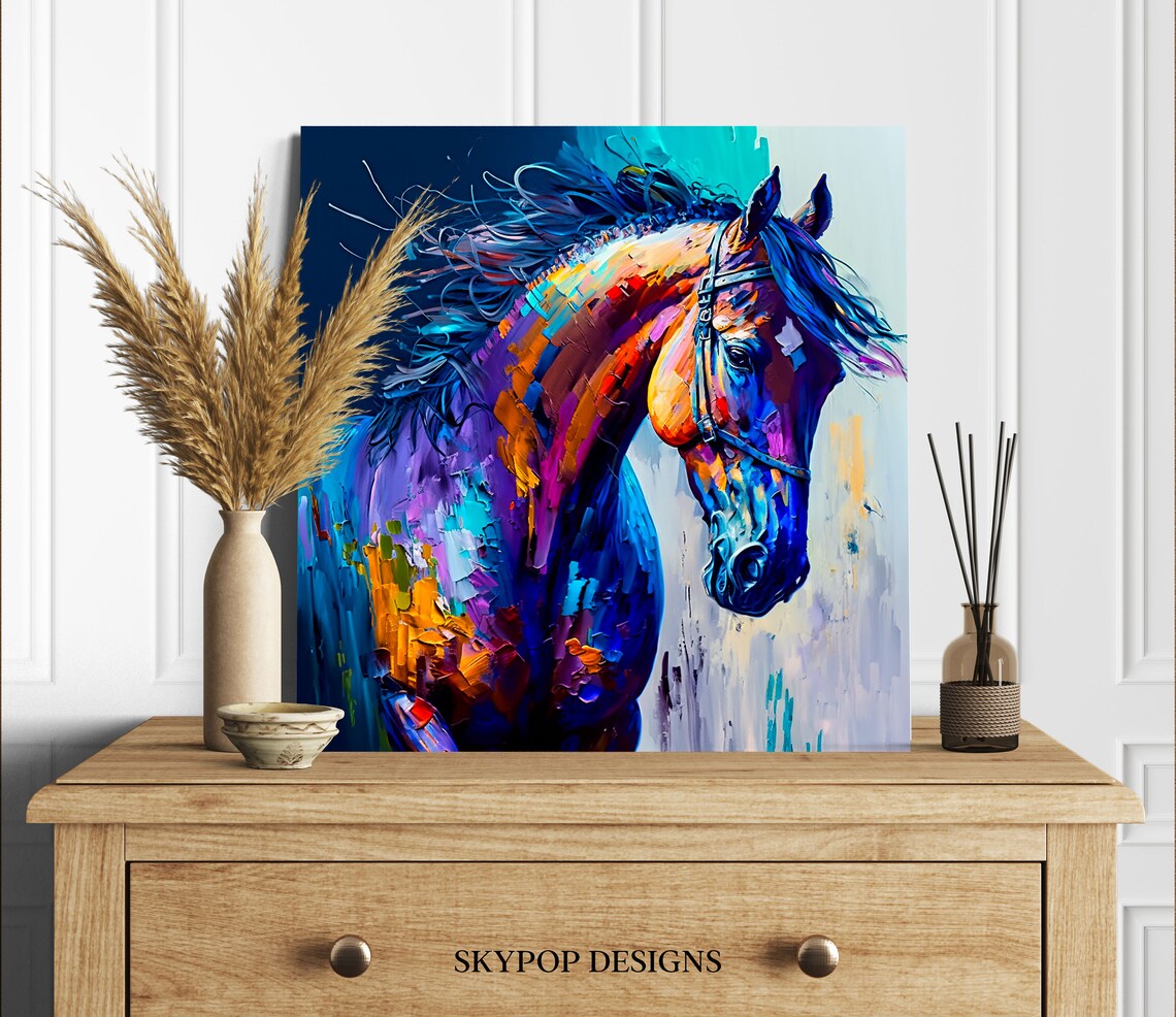 Colorful Horse Wall Art, Modern Horse Poster Print - Image 3