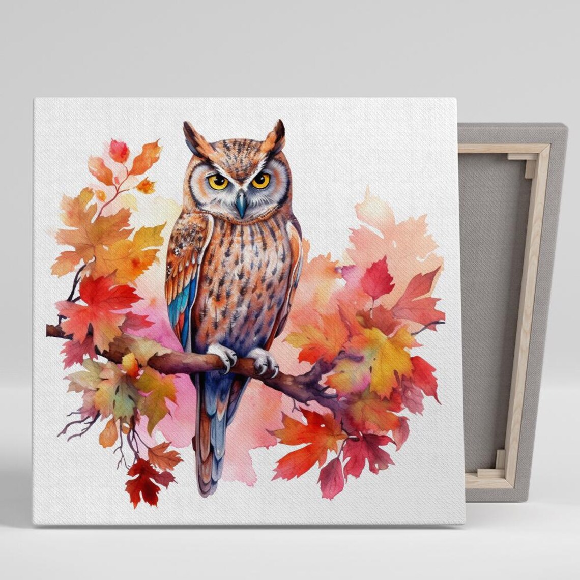 Autumn Owl Rustic Decor Art Print, Whimsical Nature