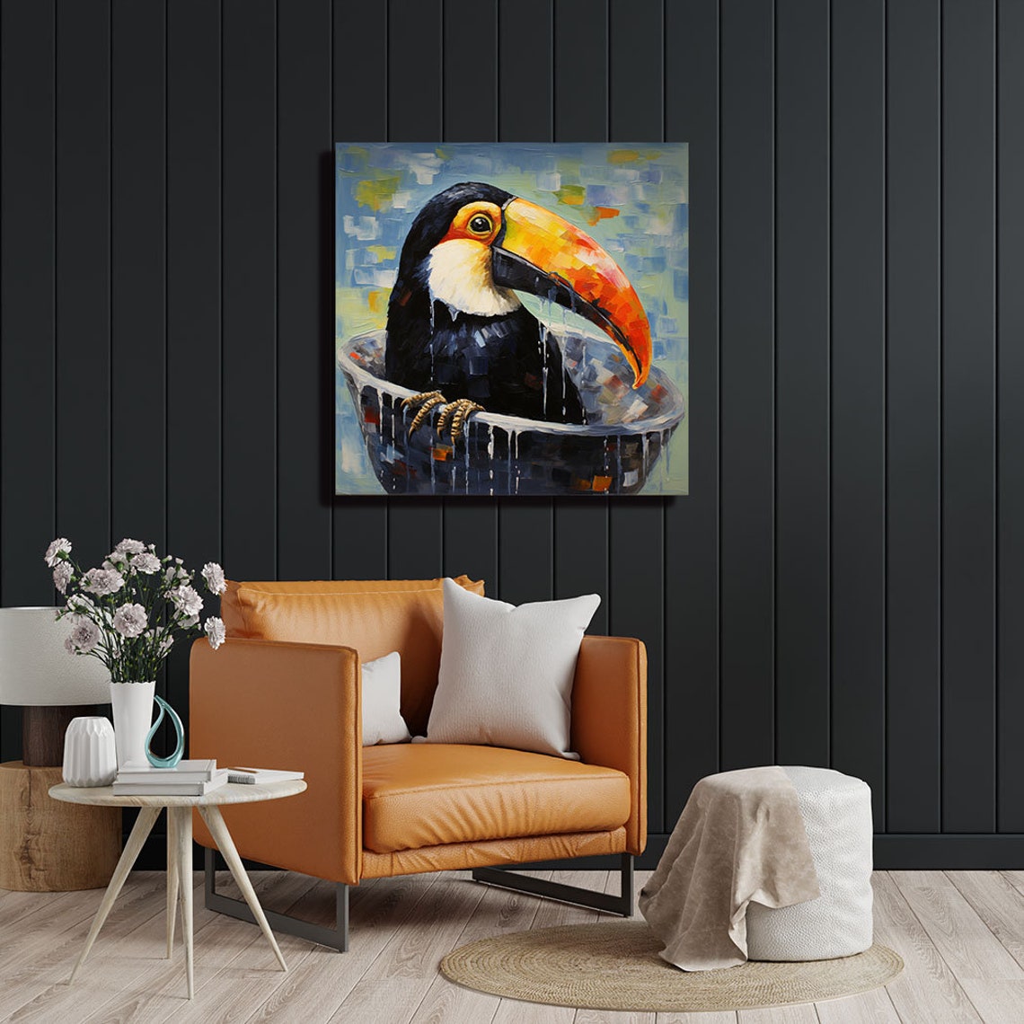 Toucan Sitting In Bathtub Colorful Tropical Bird Bathroom Art Poster - Image 4