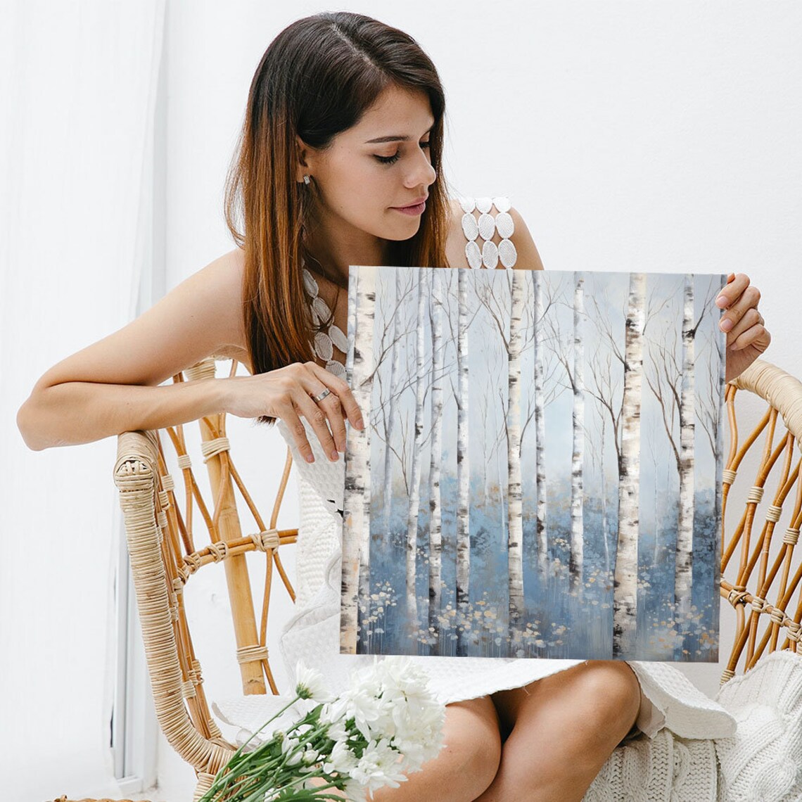 Birch Tree Art Print, Minimalist Forest Decor - Image 3